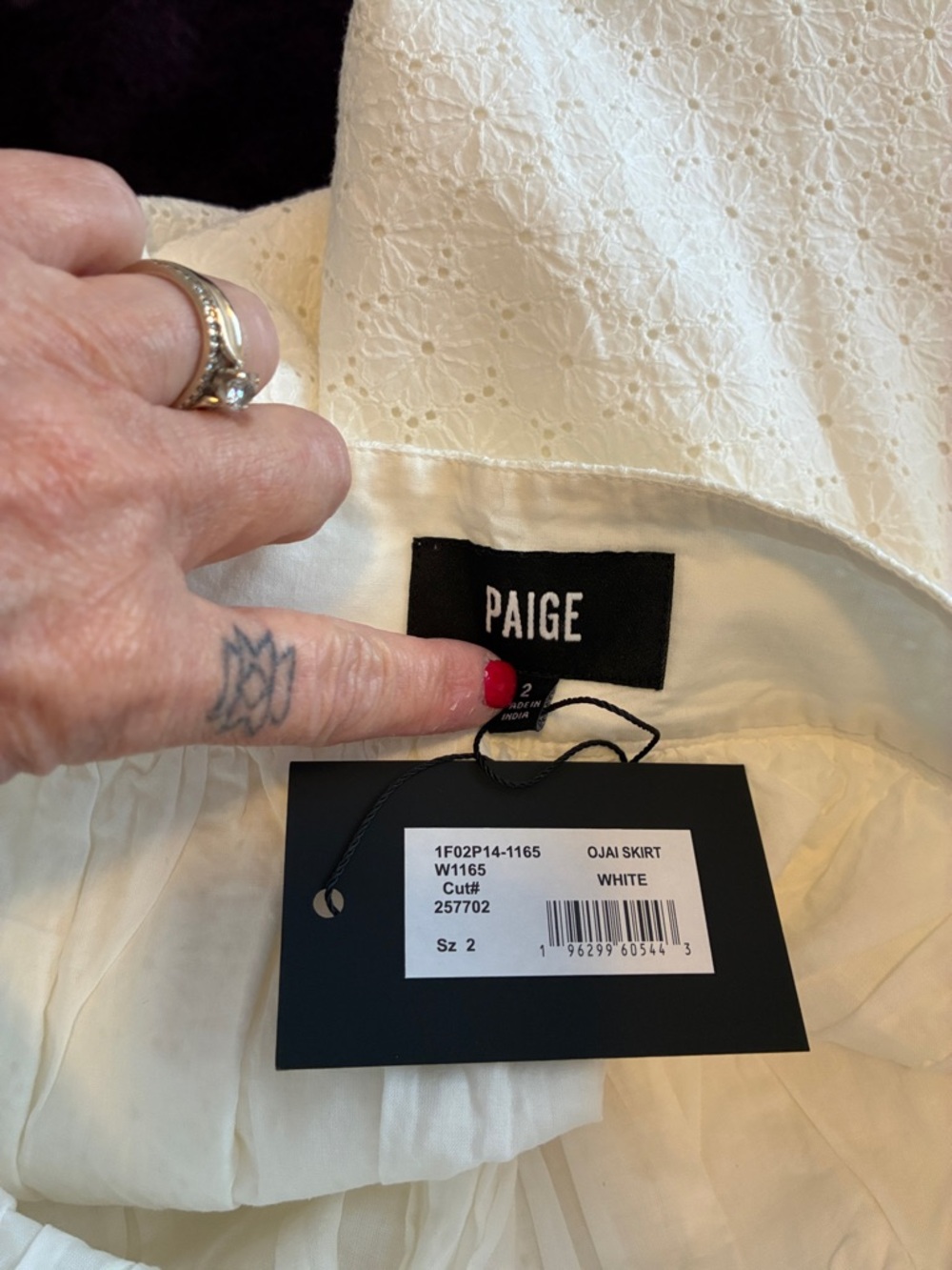 NWT PAIGE Ojai Cream Eyelet A-Line Maxi Skirt Sz 2 - Picture 10 of 11